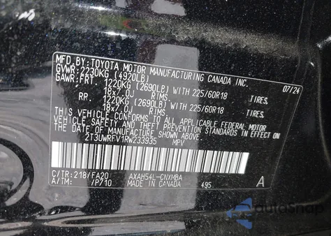 2024 Toyota Rav4 Hybrid Woodland из США, поврежденный, VIN 2T3UWRFV1RW233935